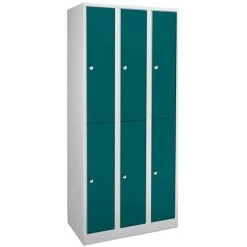 Pas Cher WOLF Magasin 9 Wolf Penderie Dimensions Confort - 6 Compartiments, Largeur Compartiments 300 Mm - Gris Clair / Vert Opale - Coloris Corps: Gris Clair