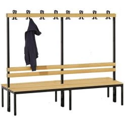 Wolf Banc Pour Vestiaires, à 2 Côtés - Longueur 2000 Mm, Lattes En Hêtre - 2 X 8 Patères Doubles - Coloris Assise: Hêtre