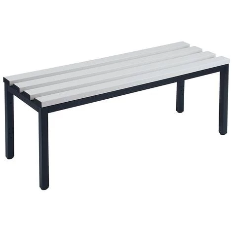 Wolf Banc De Vestiaire Sans Dossier - Lattes En PVC, Gris - Longueur 1000 Mm - Col. Piétement: Noir Profond RAL 9005 3 Wolf Banc De Vestiaire Sans Dossier - Lattes En PVC, Gris - Longueur 1000 Mm - Col. Piétement: Noir Profond RAL 9005