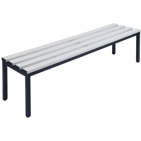 Wolf Banc De Vestiaire Sans Dossier - Lattes En PVC, Gris - Longueur 1500 Mm - Col. Piétement: Noir Profond RAL 9006 3 Wolf Banc De Vestiaire Sans Dossier - Lattes En PVC, Gris - Longueur 1500 Mm - Col. Piétement: Noir Profond RAL 9006