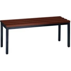 Wolf Banc De Vestiaire Sans Dossier - Lattes En PVC, Marron - Longueur 1000 Mm - Coloris Piétement: Noir Profond RAL 9005