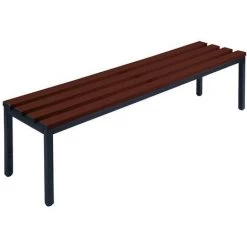 Wolf Banc De Vestiaire Sans Dossier - Lattes En PVC, Marron - Longueur 1500 Mm - Coloris Piétement: Noir Profond RAL 9005