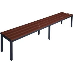 Wolf Banc De Vestiaire Sans Dossier - Lattes En PVC, Marron - Longueur 2000 Mm - Coloris Piétement: Noir Profond RAL 9005