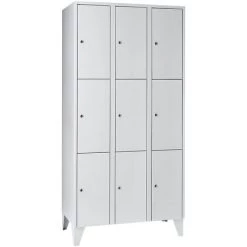 Pas Cher WOLF Magasin 13 Wolf Vestiaire Multicase - 3 Compartiments, 9 Casiers - Largeur 900 Mm, Gris Clair - Coloris Des Portes: Gris Clair