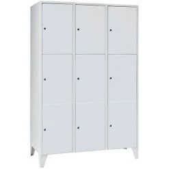 Pas Cher WOLF Magasin 11 Wolf Vestiaire Multicase - 3 Compartiments, 9 Casiers - Largeur 1200 Mm, Gris Clair - Coloris Des Portes: Gris Clair