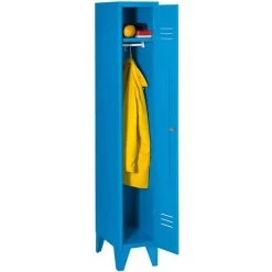 Wolf Vestiaire Métallique Sur Pieds, Compartiments Sur Toute La Hauteur - Portes à Parois Pleines, Largeur Compartiments - Coloris Corps: Bleu Clair RAL 5012