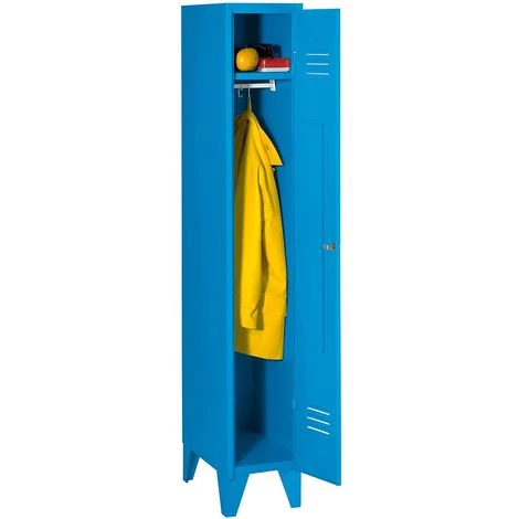 Wolf Vestiaire Métallique Sur Pieds, Compartiments Sur Toute La Hauteur - Portes à Parois Pleines, Largeur Compartiments - Coloris Corps: Bleu Clair RAL 5012 3 Wolf Vestiaire Métallique Sur Pieds, Compartiments Sur Toute La Hauteur - Portes à Parois Pleines, Largeur Compartiments - Coloris Corps: Bleu Clair RAL 5012