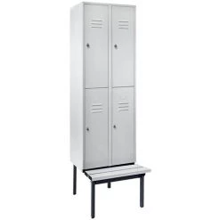 Wolf Armoire De Vestiaire Avec Socle-banc - 300 Mm, 4 Compartiments - Paroi Pleine, Bleu Clair - Coloris Corps: Bleu Clair RAL 5012 -Pas Cher WOLF Magasin 15706748 3