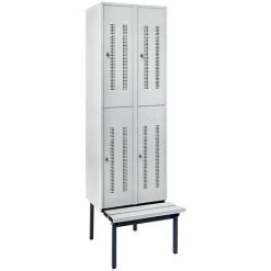 Wolf Armoire De Vestiaire Avec Socle-banc - 300 Mm, 4 Compartiments - Paroi Pleine, Bleu Clair - Coloris Corps: Bleu Clair RAL 5012 -Pas Cher WOLF Magasin 15706748 5