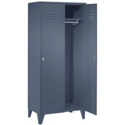 Wolf Vestiaire Métallique Sur Pieds, Compartiments Sur Toute La Hauteur - Portes à Parois Pleines, Largeur Compartiments - Coloris Corps: Bleu Clair RAL 5012 -Pas Cher WOLF Magasin 15706892 4