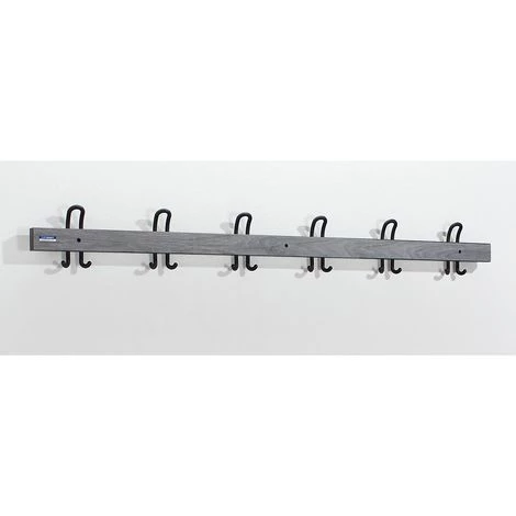 WOLF Portemanteau Mural Avec Patères Doubles - Longueur 1500 Mm, 6 Patères Doubles - Oak Silver - Coloris Lattes: Oak Silver 2 WOLF Portemanteau Mural Avec Patères Doubles - Longueur 1500 Mm, 6 Patères Doubles - Oak Silver - Coloris Lattes: Oak Silver