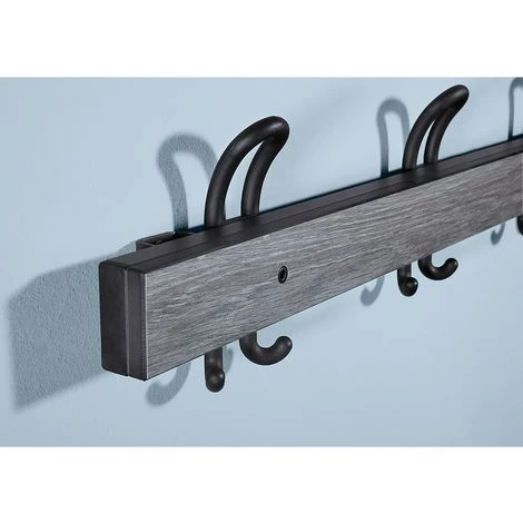 WOLF Portemanteau Mural Avec Patères Doubles - Longueur 1500 Mm, 6 Patères Doubles - Oak Silver - Coloris Lattes: Oak Silver 3 WOLF Portemanteau Mural Avec Patères Doubles - Longueur 1500 Mm, 6 Patères Doubles - Oak Silver - Coloris Lattes: Oak Silver – Image 2