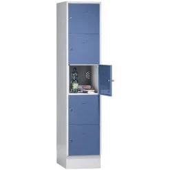 Wolf Casier Verrouillable - 5 Compartiments, Peinture Cuite Au Four - Largeur Casiers 298 Mm, Gris Argent/gris Clair - Coloris Des Portes: Gris Argent RAL 7001 -Pas Cher WOLF Magasin 15707883 4