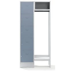 Pas Cher WOLF Magasin 17 Wolf Vestiaires à Casiers Verrouillables - 5 Compartiments à Gauche, 5 Cintres - Largeur H.t. 850 Mm, Largeur Casiers - Coloris Des Portes: Gris Argent RAL 7001