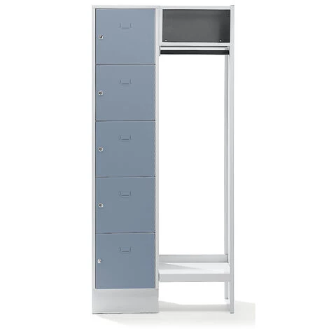 Wolf Vestiaires à Casiers Verrouillables - 5 Compartiments à Gauche, 5 Cintres - Largeur H.t. 850 Mm, Largeur Casiers - Coloris Des Portes: Gris Argent RAL 7001 3 Wolf Vestiaires à Casiers Verrouillables - 5 Compartiments à Gauche, 5 Cintres - Largeur H.t. 850 Mm, Largeur Casiers - Coloris Des Portes: Gris Argent RAL 7001