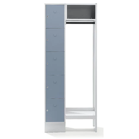 Wolf Vestiaires à Casiers Verrouillables - 5 Compartiments à Gauche, 5 Cintres - Largeur H.t. 750 Mm, Largeur Casiers - Coloris Des Portes: Gris Argent RAL 7001 3 Wolf Vestiaires à Casiers Verrouillables - 5 Compartiments à Gauche, 5 Cintres - Largeur H.t. 750 Mm, Largeur Casiers - Coloris Des Portes: Gris Argent RAL 7001