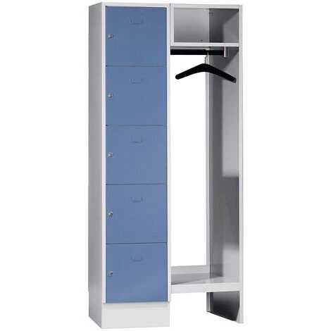 Wolf Vestiaires à Casiers Verrouillables - 5 Compartiments à Gauche, 5 Cintres - Largeur H.t. 750 Mm, Largeur Casiers - Coloris Des Portes: Gris Argent RAL 7001 6 Wolf Vestiaires à Casiers Verrouillables - 5 Compartiments à Gauche, 5 Cintres - Largeur H.t. 750 Mm, Largeur Casiers - Coloris Des Portes: Gris Argent RAL 7001 – Image 4
